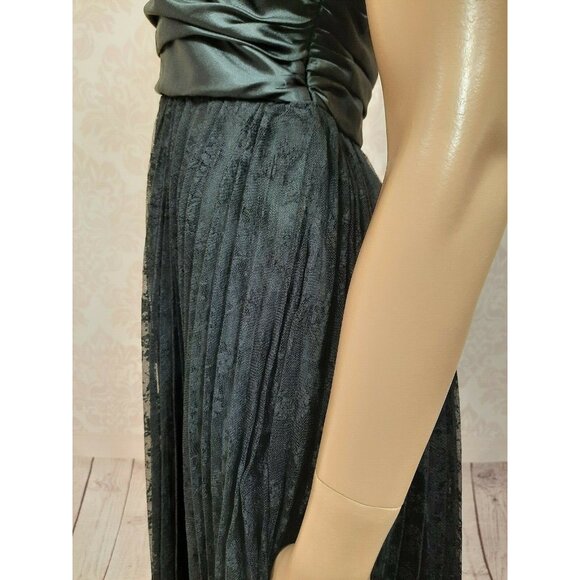 Vintage Betsey Johnson New York Dress Size 6 Black Pleated Lace Satin Halter - Picture 8 of 12